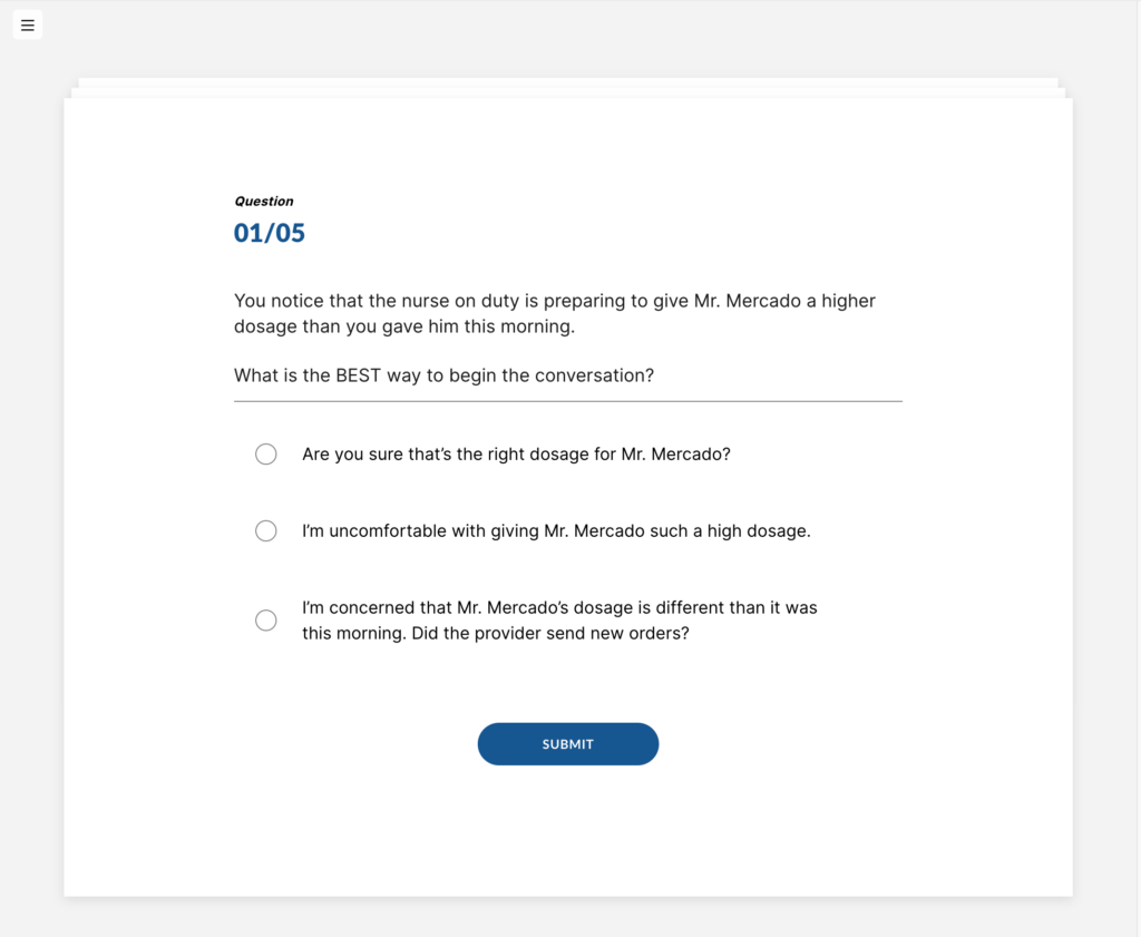 Example quiz question of CUS education.