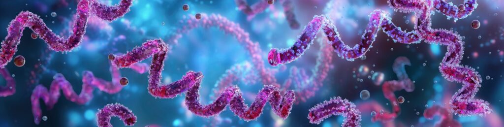 Clinical illustration of syphilis bacteria.